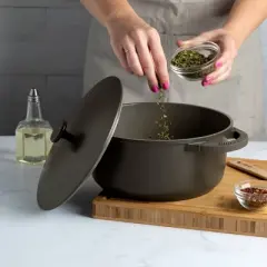 Goodful 4.5qt Cast Aluminum, Ceramic Dutch Oven with Lid, Side Handles and Silicone Grip