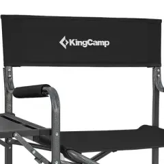 KingCamp Padded Outdoor Folding Director Chair with Side Table, Integrated Cupholder, and Pockets for Camping, Sporting Events, and Picnics, Black