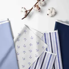 Bacati - Little Sailor Anchor Boat Blue Navy 10 pc Crib Bedding Set with Long Rail Guard Cover