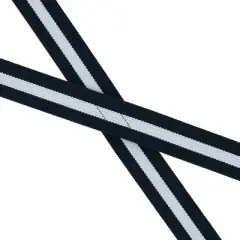 CTM Women's Elastic X-Back Navy and White Pinstripe Suspenders