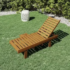 HOMLUX Outdoor Patio Lounge Chair Chaise Recliner with Adjustable Backrest & Side Tray