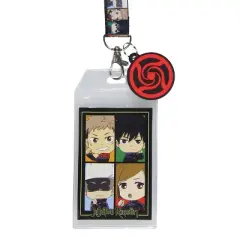 Jujutsu Kaisen Chibi Panel ID Badge Holder Lanyard w/ Rubber Charm Pendant