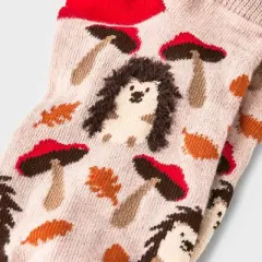 Women's Woodland Hedgehog Low Cut Socks - Brown 4-10: Recycled Polyester Blend, Animal Icon Pattern, Machine Washable