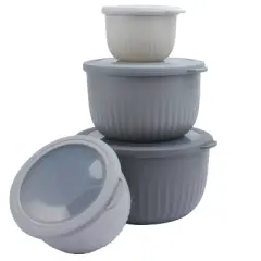 COOK WITH COLOR Prep Bowls with Lids- Wide and Deep Nesting Plastic Small Mixing Bowl Set with Lids, 8 Piece Set - Deep Bowls, Gray