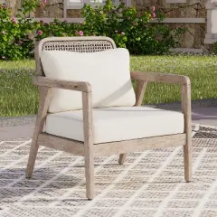 Christopher Knight Home Terry Patio Rustic Acacia Wood Club Chair with Water Resistant Cushions