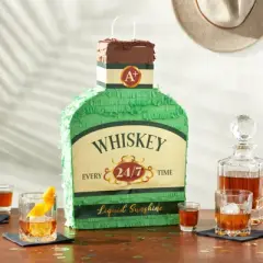 Sparkle and Bash Whisky Bottle Adult Pinata for 21st Birthday, Bachelor Party Decorations for Men, 16.5 x 11 Inches
