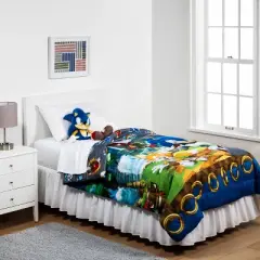 Twin Sonic the Hedgehog Run Rings Around You Reversible Kids' Comforter