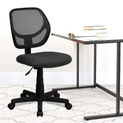Flash Furniture Low Back Gray Mesh Swivel Task Office Chair with Curved Square Back