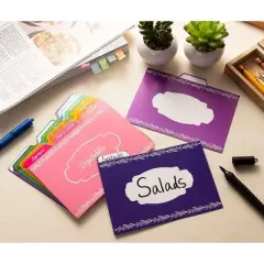 Sustainable Greetings 24-Pack Kitchen Recipe Card Dividers, Modern Colorful Style, Top Index Tabs Organizer Your Recipe Box, 4x6 inch