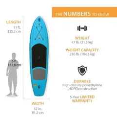 Lifetime Amped 110 Stand-Up Paddleboard (Paddle Included) - Glacier Blue - 90579