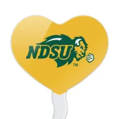 North Dakota State Bison Logo Secondary Heart Love Cupcake Picks Toppers Decoration Set of 6