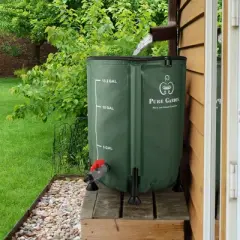 Pure Garden 13.2gal Collapsible Portable Rain Barrel: 50L Capacity, PVC, Corrosion-Resistant, Easy Setup