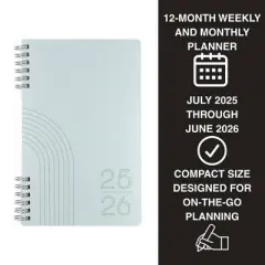Altitude Supplies 5"x8" Weekly and Monthly Planner, July 2025 to June 2026, Seafoam Blue Arch