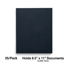Staples Paper 2-Pocket Folders with Fasteners Navy 25/Box (50780/27547-CC) ST27547