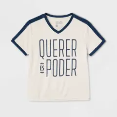 Latino Heritage Month Kids' Short Sleeve Athletic 'Querer es Poder' Graphic T-Shirt - White