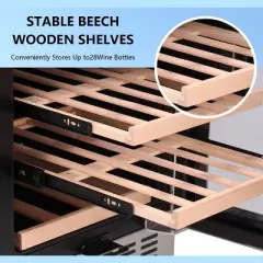 ZAFRO 15" Wine Cooler Under Counter Beverage Refrigerator Beer Mini Fridge 28 Bottles   Stainless Steel Double-Layer Tempered Glass Door