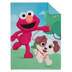 Sesame Street Furry Friends Blue, Green and Red Elmo and Puppy 4 Piece Toddler Bed Set