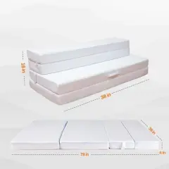 Cheer Collection 4" Four-Fold Sofa Bed with 1" Gel Infused Memory Foam