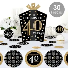 Big Dot of Happiness Adult 40th Birthday - Gold - Birthday Party Decor and Confetti - Terrific Table Centerpiece Kit - Set of 30