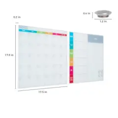 ECR4Kids MessageStor 17.5in x 17.5in Magnetic Dry-Erase Calendar Glass Boards and 4 Magnets, 2-Pk