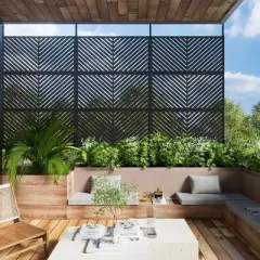 PexFix 72 in. x 47 in. Outdoor Metal Privacy Screen in Arrows Pattern in Black