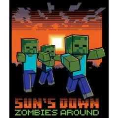 Boy's Minecraft Sun's Down Zombies Around T-Shirt