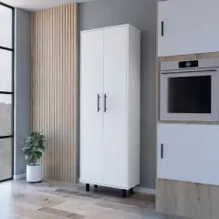 Gulches Tall Pantry Cabinet 5-Shelf Cupboard Storage Organizer with Metal Handles & Legs | Shelves:22.4"W X 11"D