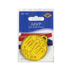 Beistle MVP Medal w/Ribbon, 30" w/2" Medal, (6/Pkg) Multicolored