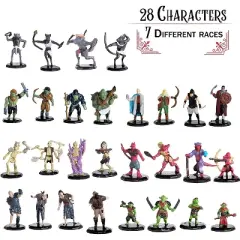 Monster Protectors Painted Fantasy Mini Figures for D&D - 1", 28 Pieces