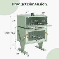 Heynemo Nightstand with LED Light Strips, 360 Degree Rotating Drawer, Glass Door Storage, Wood Night Stand Cabinet for Living Room, Bedroom