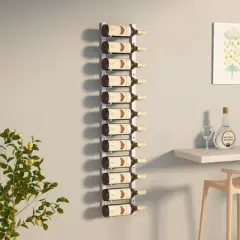 vidaXL Wall Mounted White Iron Wine Rack - Capable of Holding 12 Wine Bottles, Suitable for Modern Kitchens, Bars and Pantries