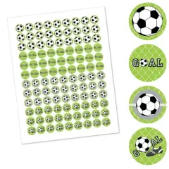 Big Dot of Happiness Goaaal - Soccer - Baby Shower or Birthday Party Round Candy Sticker Favors - Labels Fits Chocolate Candy (1 Sheet of 108)