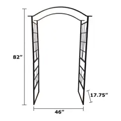 Elegance Garden Arch &ndash; Decorative Black Steel Outdoor Garden Archway (82" H &times; 46" W &times; 17.75" D)