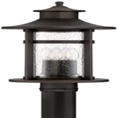 Minka Lavery Industrial Outdoor Post Light Fixture Oil Rubbed Bronze 20 1/4" Seeded Glass for Exterior Barn Deck House Porch Patio