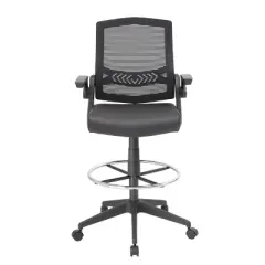 Drafting Stool with Flip Arms Mesh Black - Boss Office Products