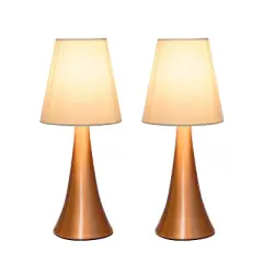 Creekwood Home 11.42" Chic and Contemporary Mini Touch Lamp Rose Gold with Cream Shade