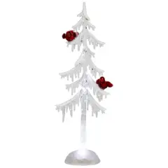Northlight LED Lighted Acrylic Icicle Tree with Cardinals Christmas Decoration - 14"