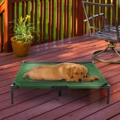 Elevated Dog Bed &ndash; 36x29.75 Portable Bed for Pets with Non-Slip Feet &ndash; Indoor/Outdoor Dog Cot or Puppy Bed for Pets up to 80lbs by Petmaker (Green)