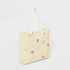 Girls' Heart Embroidered Tote Bag - Cat & Jack&trade; Off- White