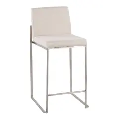 Set of 2 FujiHB Polyester/Steel Counter Height Barstools Beige - LumiSource