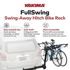 Yakima FullSwing Premium Swing-Away Bike Rack Rear Vehicle Hitch and Receiver Mountable Accessory with Secure ZipStrips, Universal Fit, Black