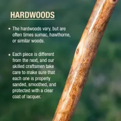 Brazos Rustic Wood Walking Stick, Hardwood, Classic Handle, for Men & Women, USA Made