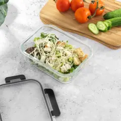 JoyJolt Food Meal Prep Food Storage Containers with Lids - Set of 5 - Black