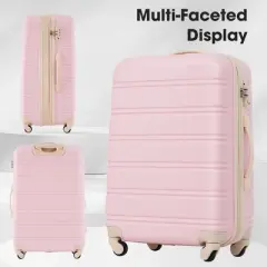 MAYEERTY 4 Pieces Hardshell Luggage Sets Bag Spinner Suiycase with Lock 16" 20" 24" 28" Luggages Light Pink