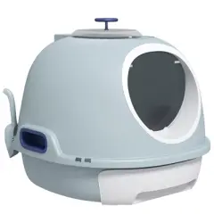 FURNIinspire Pet Training Pads And Potties Covered Litter Box Pet Kitten Litter Box With Scoop, Skylight, Easy To Clean, Blue, 18.5"*21.75"*17.25"