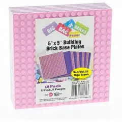 Big Bag of Bricks Pink & Purple Building Plates 5"x5", 10 Pack