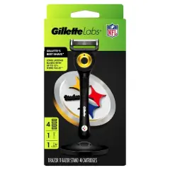 Gillette Labs Men's Special NFL Steelers Edition Shaving Razor with 4 Refills and Magnetic Stand