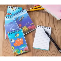 Juvale Spiral Notepad - 24-Pack Top Spiral-Bound Notebooks, Bulk Mini Notepads for Note Taking To-do List, 6 Ocean Animal Themed 3D Cover Design,