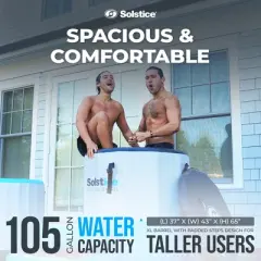 Solstice Original Inflatable 100 Gallon Cold Plunge Ice Bath Tub Standing Recovery Barrel Pod with Steps and Lid for Indoor or Outdoor