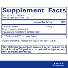 Pure Encapsulations Resveratrol - Cardiovascular, Cellular Health & Memory Support* - 40 mg Trans-Resveratrol - Gluten Free & Non-GMO